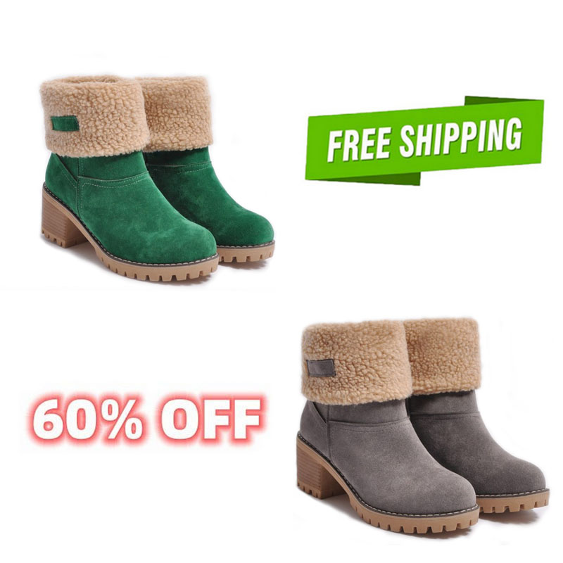 Women's Chunky Heel Round Toe Snow Boots