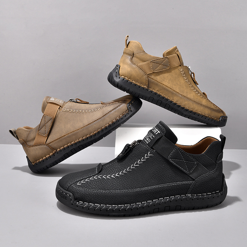⏰Limited Time Sale 70% OFF - Men's Premium Leather Slip-On Boots – Ideal Gift for Dad, Husband or Friend | Wide Toe, Arch Support, Waterproof, Pressure Relief, Non-Slip