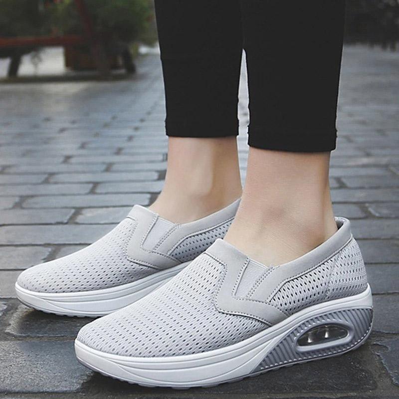 Women's Sporty Platform Fabric Daily Slip-On Walking Sneakers