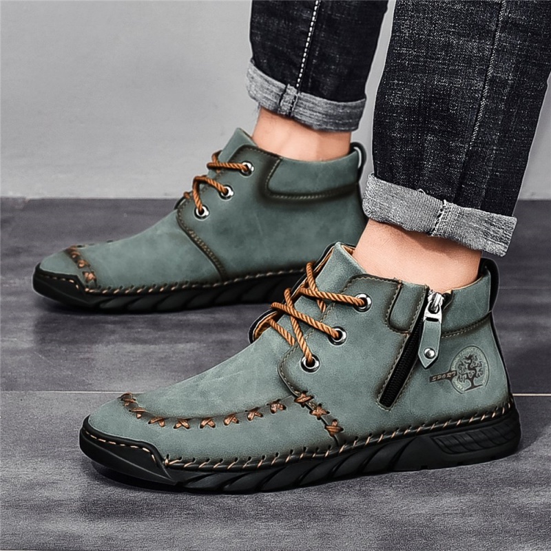 ⏰LAST DAY-50% OFF🛒Men's Outdoor Comfort Leather Hand-sewn Zipper Boots Non-slip Durable Driving Boots