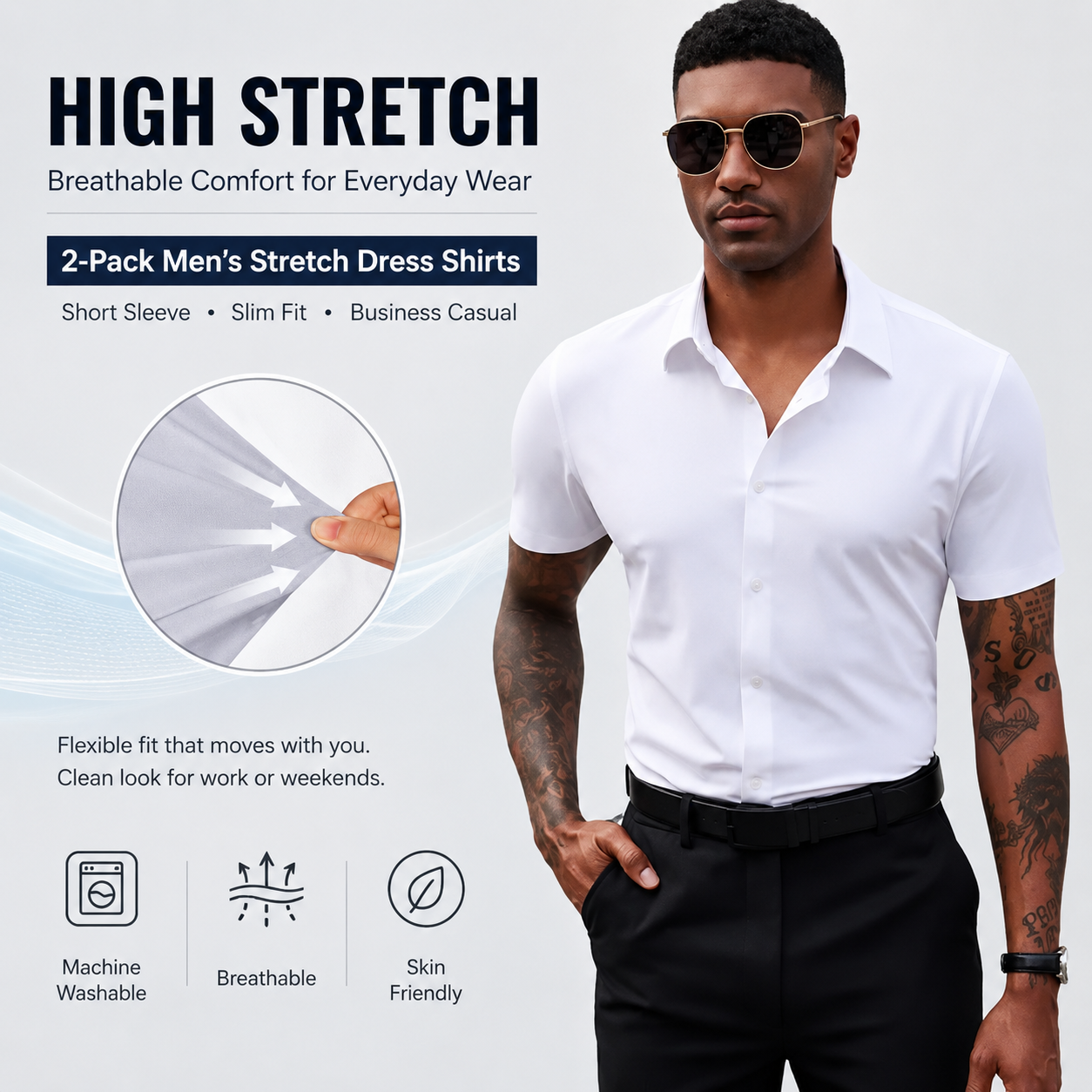 Summer Best Daily 1000+ Sold Stretch Non-Iron Shirt