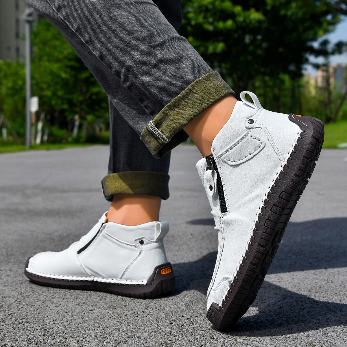 🔥Last Day Deals🔥Italian Handmade Suede High Boots for Men Waterproof Leather Sneakers