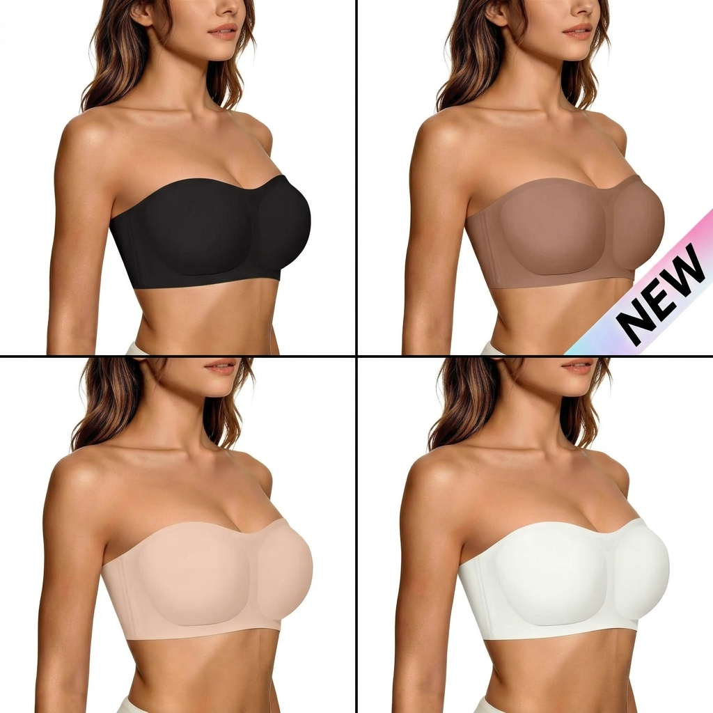 Final 3 Hours: 60%OFF🔥 NESLEMY Womens Strapless Bras Push Up Bandeau Bra