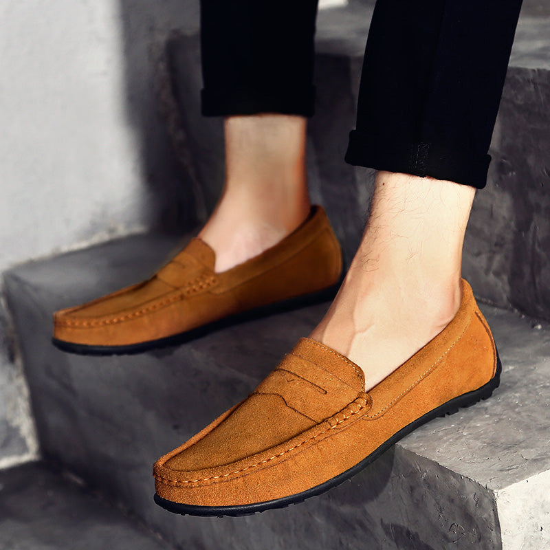 🔥2026🔥Men's Spring/Autumn Suede Genuine Leather Casual Driving Loafers/Moccasins | Plus Size