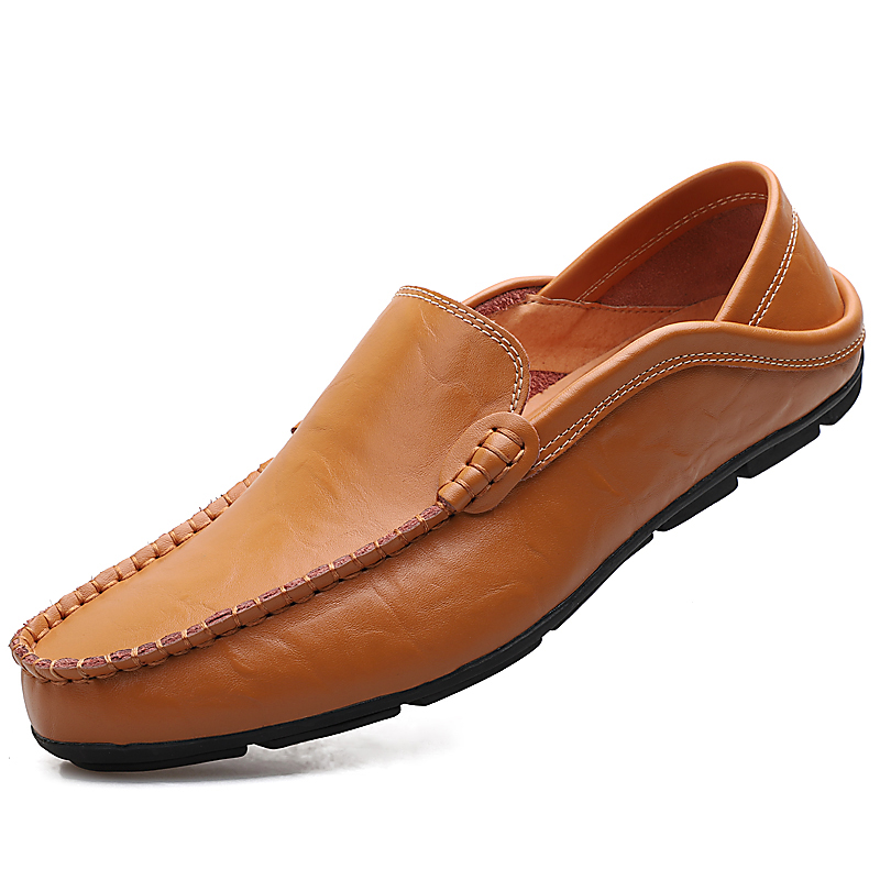 Amazon Large Size Men'S Shoes Cowhide Bean Shoes Men'S Casual Leather Shoes British Single Shoes Casual Shoes Men'S Trendy Shoes Cross-Border