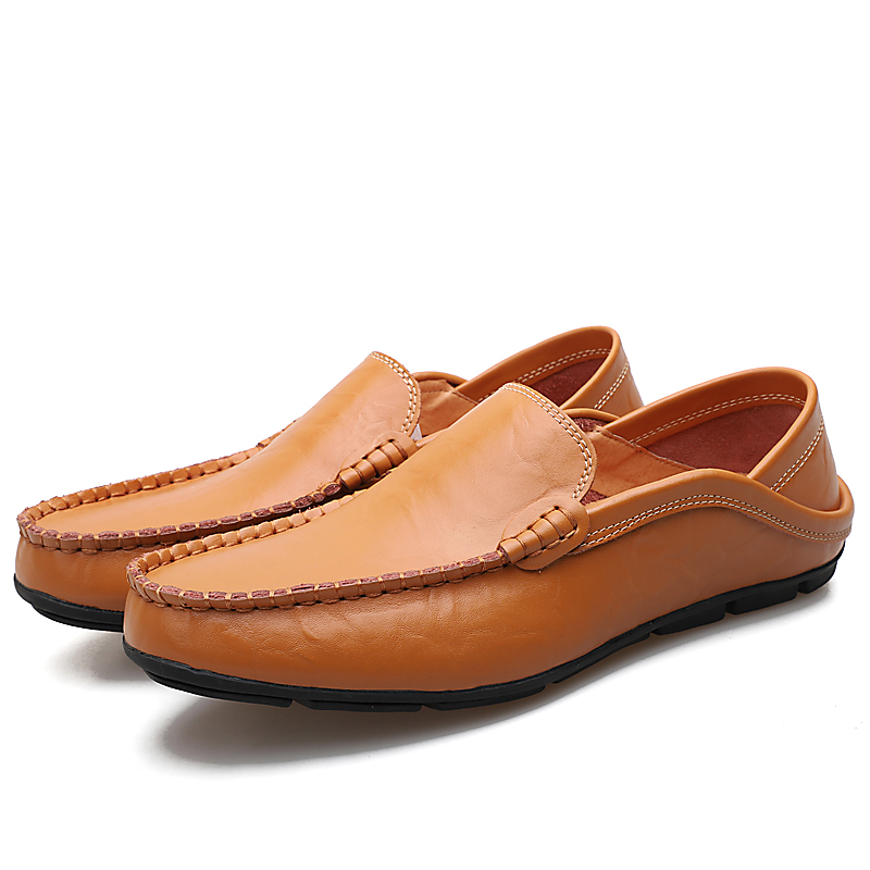 Amazon Large Size Men'S Shoes Cowhide Bean Shoes Men'S Casual Leather Shoes British Single Shoes Casual Shoes Men'S Trendy Shoes Cross-Border