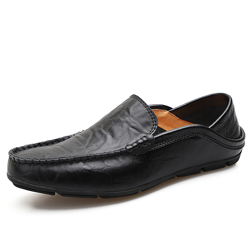Amazon Large Size Men'S Shoes Cowhide Bean Shoes Men'S Casual Leather Shoes British Single Shoes Casual Shoes Men'S Trendy Shoes Cross-Border