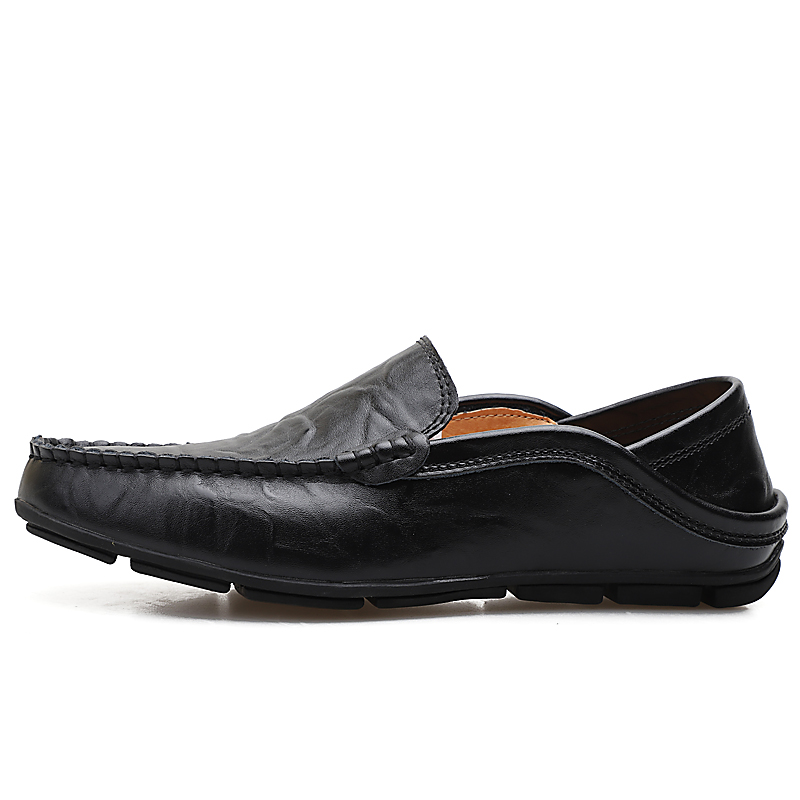 Amazon Large Size Men'S Shoes Cowhide Bean Shoes Men'S Casual Leather Shoes British Single Shoes Casual Shoes Men'S Trendy Shoes Cross-Border
