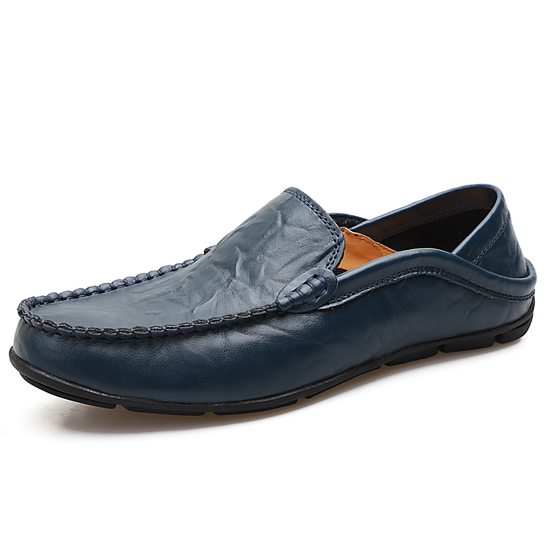 Amazon Large Size Men'S Shoes Cowhide Bean Shoes Men'S Casual Leather Shoes British Single Shoes Casual Shoes Men'S Trendy Shoes Cross-Border