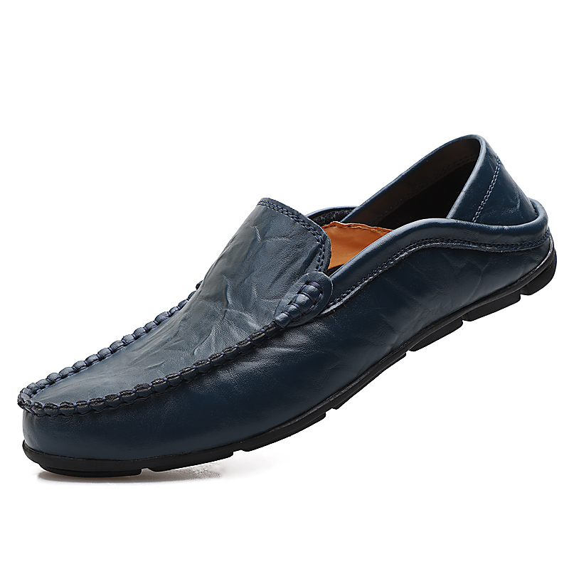 Amazon Large Size Men'S Shoes Cowhide Bean Shoes Men'S Casual Leather Shoes British Single Shoes Casual Shoes Men'S Trendy Shoes Cross-Border