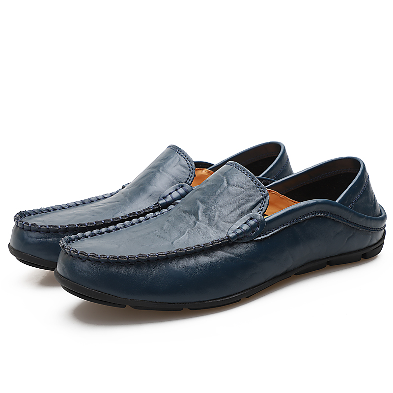 Amazon Large Size Men'S Shoes Cowhide Bean Shoes Men'S Casual Leather Shoes British Single Shoes Casual Shoes Men'S Trendy Shoes Cross-Border