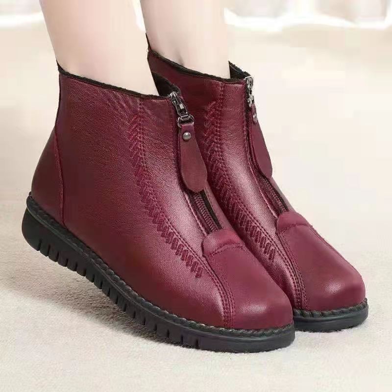 Women's Soft Leather Winter Warm Non-Slip Shoes Boots