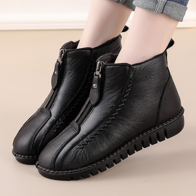 Women's Soft Leather Winter Warm Non-Slip Shoes Boots