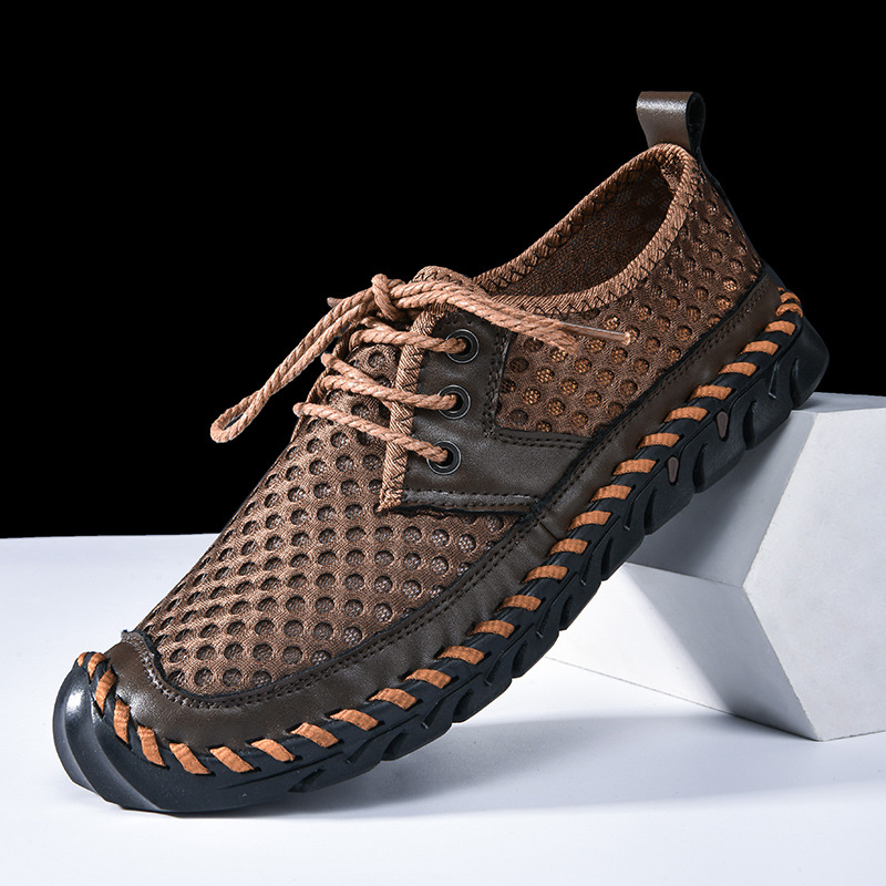 Men'S Outdoor River Tracing Shoes, Mesh Breathable, Quick-Drying, Hand-Stitched Non-Slip Outsole, Lightweight Hiking Shoes