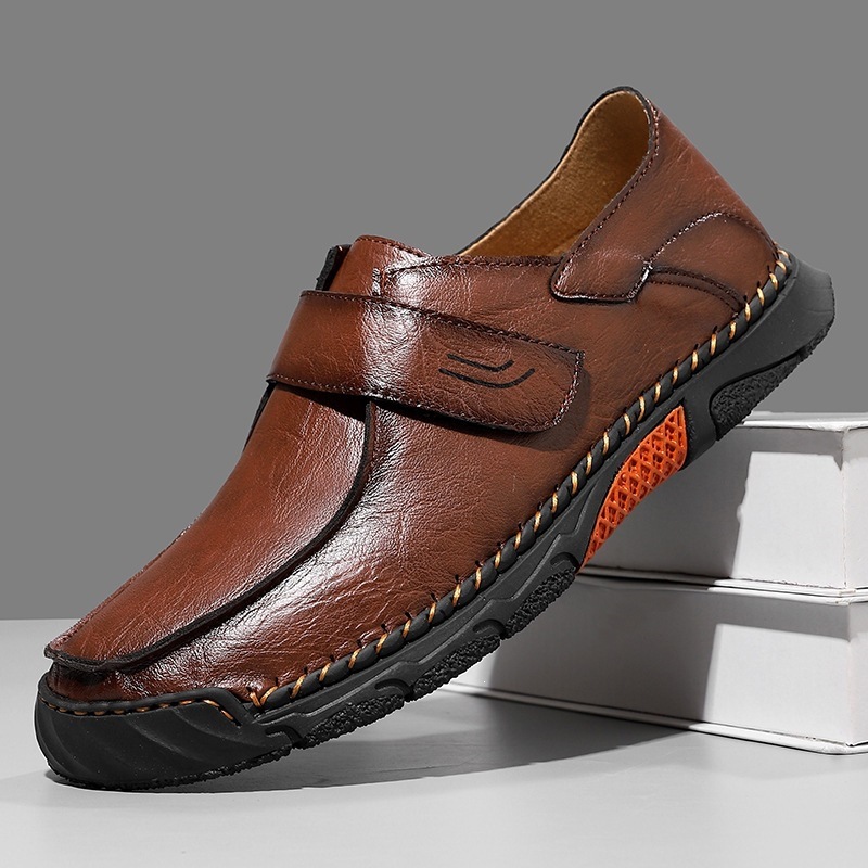🚗Premium Leather Driving Shoes for Men, Easy On/Off Casual Walking Loafers with Durable Stitching & Rubber Sole
