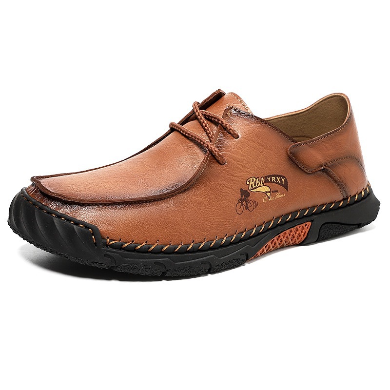 2026 Cross-Border Amazon Large Size Summer Lace-Up Driving Men'S Shoes Casual Flat Leather Shoes Large Size Cross-Border Loafers