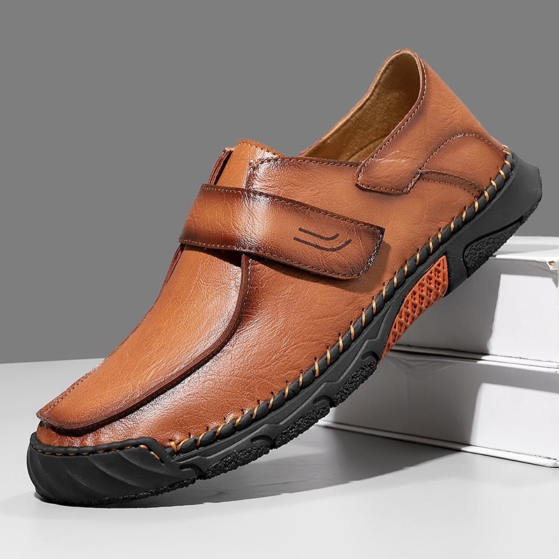 🚗Premium Leather Driving Shoes for Men, Easy On/Off Casual Walking Loafers with Durable Stitching & Rubber Sole