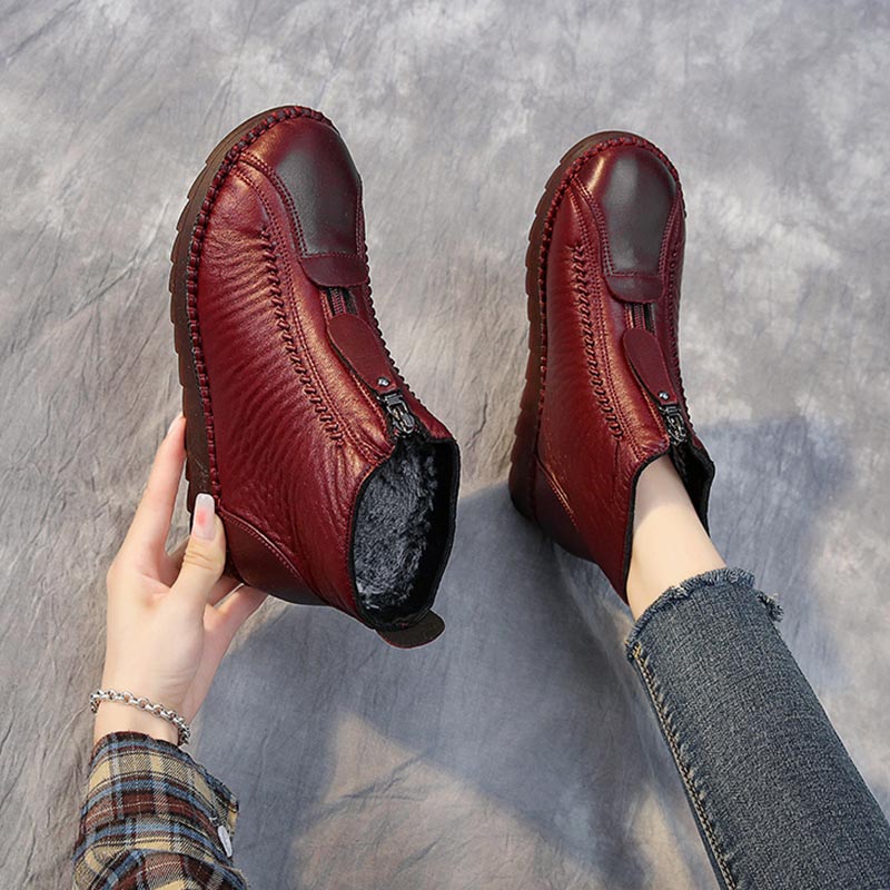 Women's Soft Leather Winter Warm Non-Slip Shoes Boots