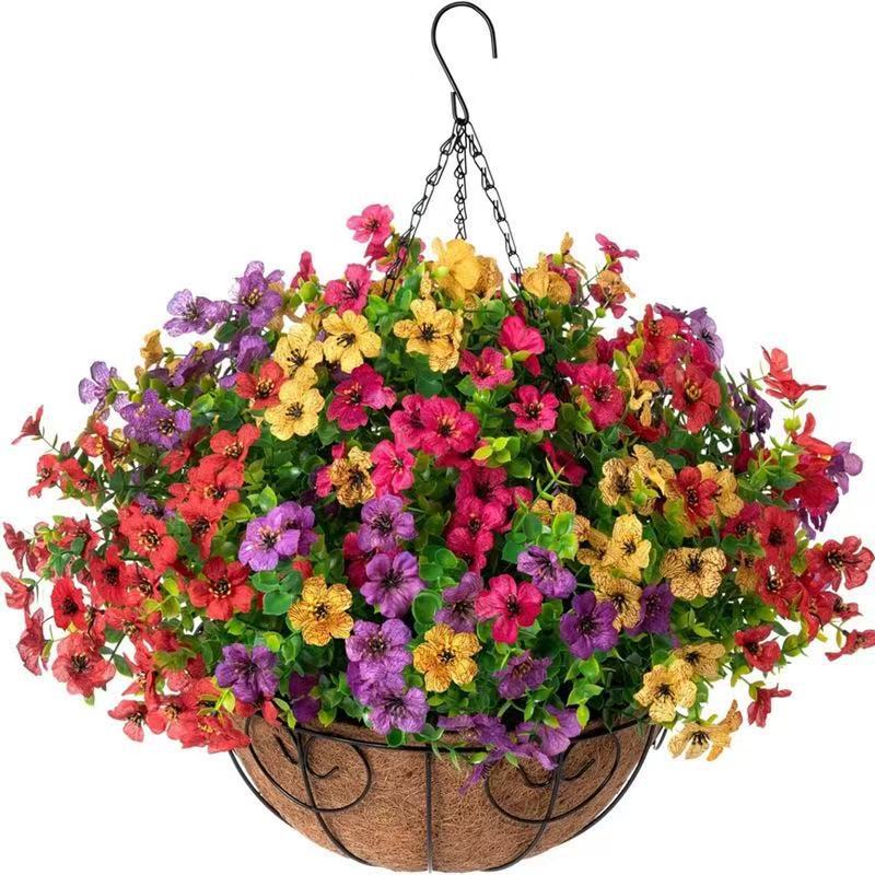16" Artificial Daisy Mums with Hanging Basket