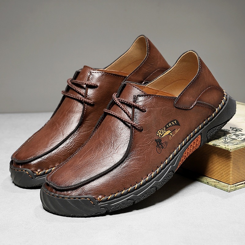 2026 Cross-Border Amazon Large Size Summer Lace-Up Driving Men'S Shoes Casual Flat Leather Shoes Large Size Cross-Border Loafers