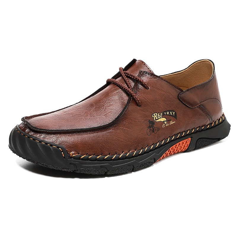 2026 Cross-Border Amazon Large Size Summer Lace-Up Driving Men'S Shoes Casual Flat Leather Shoes Large Size Cross-Border Loafers