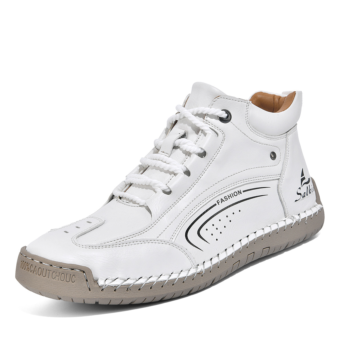 Foreign Trade Large Size Hand-Stitched Sole Men'S Fashion Leather Boots Outdoor Comfortable Casual Martin Boots Street Fashion Loafers