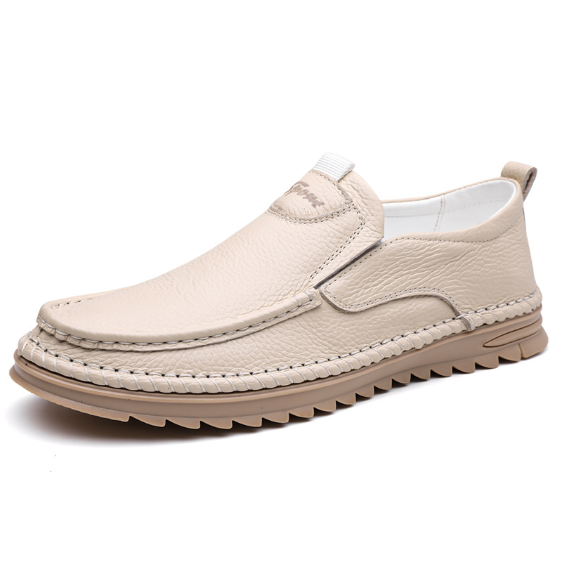 Men'S First-Layer Cowhide Driving Shoes, Soft Leather Beanie Shoes, Men'S Casual Shoes, Cross-Border Large Size Men'S Shoes, Soft Soles, Non-Slip