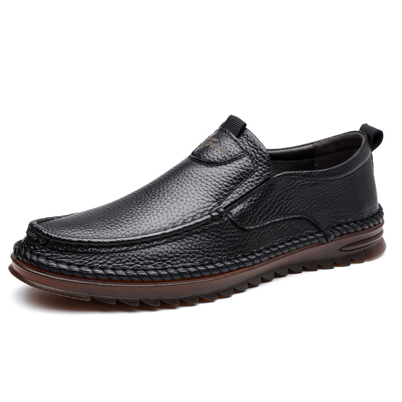 Men'S First-Layer Cowhide Driving Shoes, Soft Leather Beanie Shoes, Men'S Casual Shoes, Cross-Border Large Size Men'S Shoes, Soft Soles, Non-Slip
