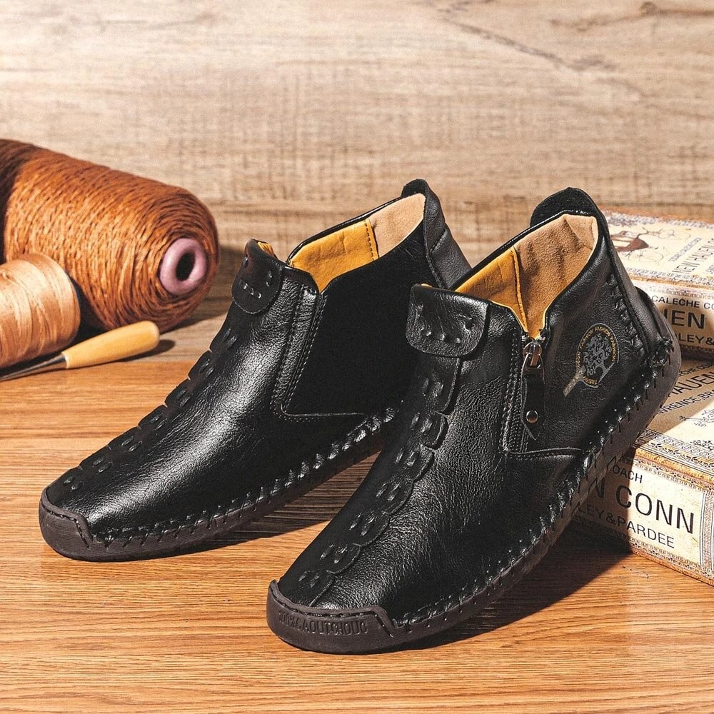 2022 Autumn And Winter New Fashion Martin Boots Men'S Side Zipper Mid-Cut Men'S Boots Foreign Trade Large Size Handmade Casual Short Boots