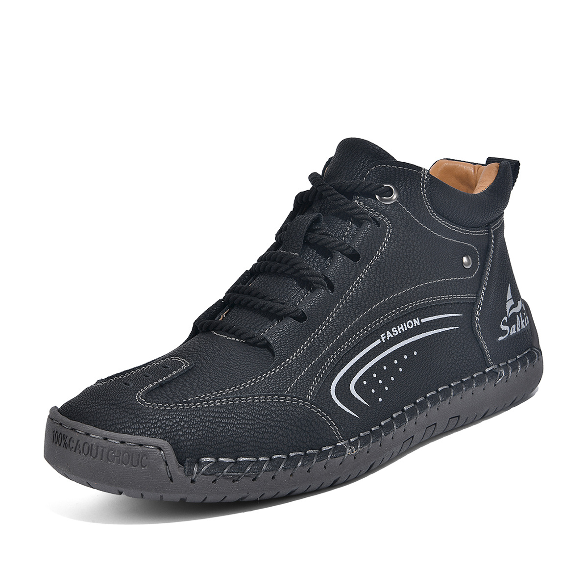Foreign Trade Large Size Hand-Stitched Sole Men'S Fashion Leather Boots Outdoor Comfortable Casual Martin Boots Street Fashion Loafers