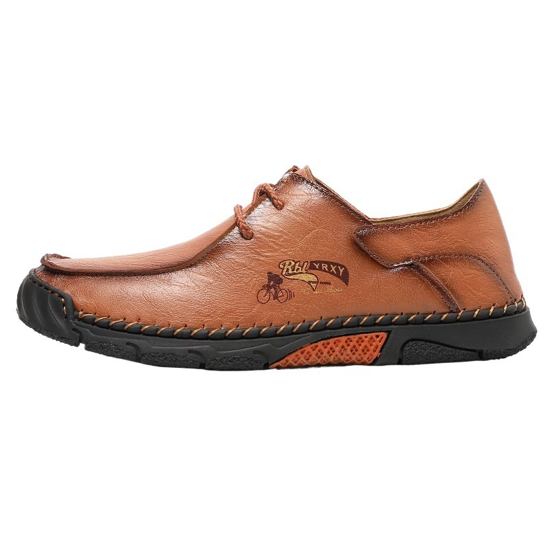 2026 Cross-Border Amazon Large Size Summer Lace-Up Driving Men'S Shoes Casual Flat Leather Shoes Large Size Cross-Border Loafers