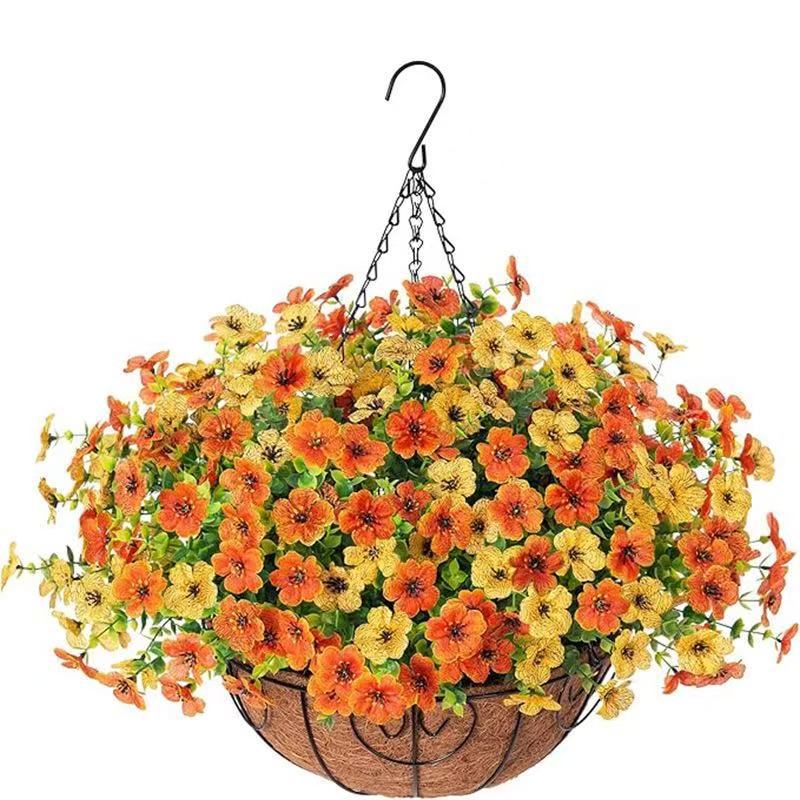 16" Artificial Daisy Mums with Hanging Basket