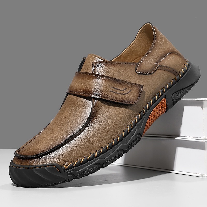 🚗Premium Leather Driving Shoes for Men, Easy On/Off Casual Walking Loafers with Durable Stitching & Rubber Sole