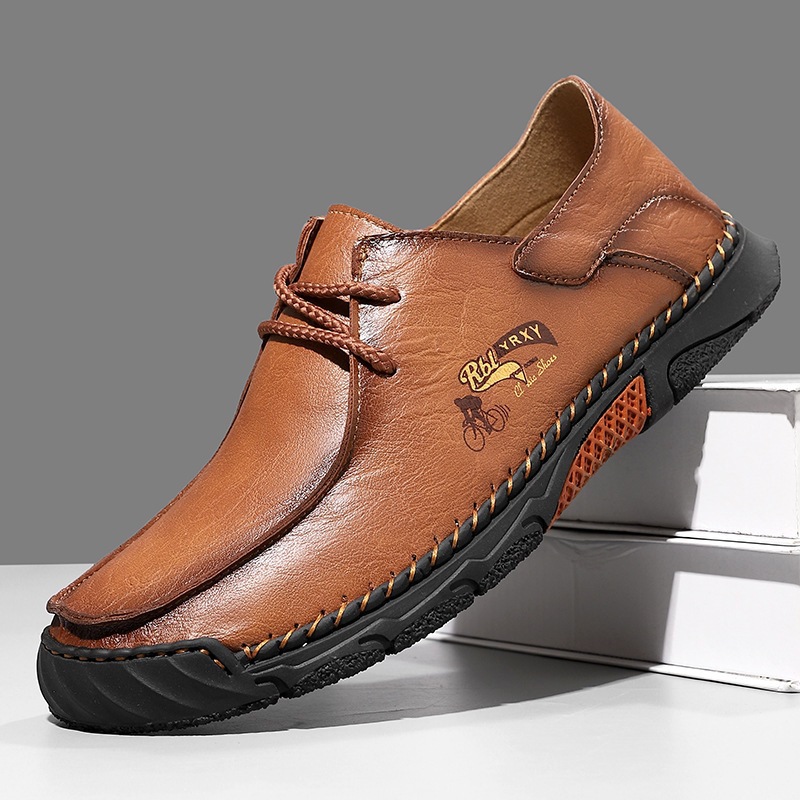2026 Cross-Border Amazon Large Size Summer Lace-Up Driving Men'S Shoes Casual Flat Leather Shoes Large Size Cross-Border Loafers