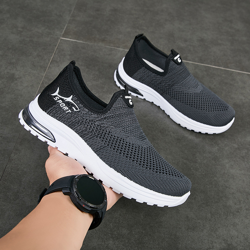 Men's Non-slip Breathable Casual Shoes - Lightweight Soft Sole Foot Shoes, Flying Knit Sneakers