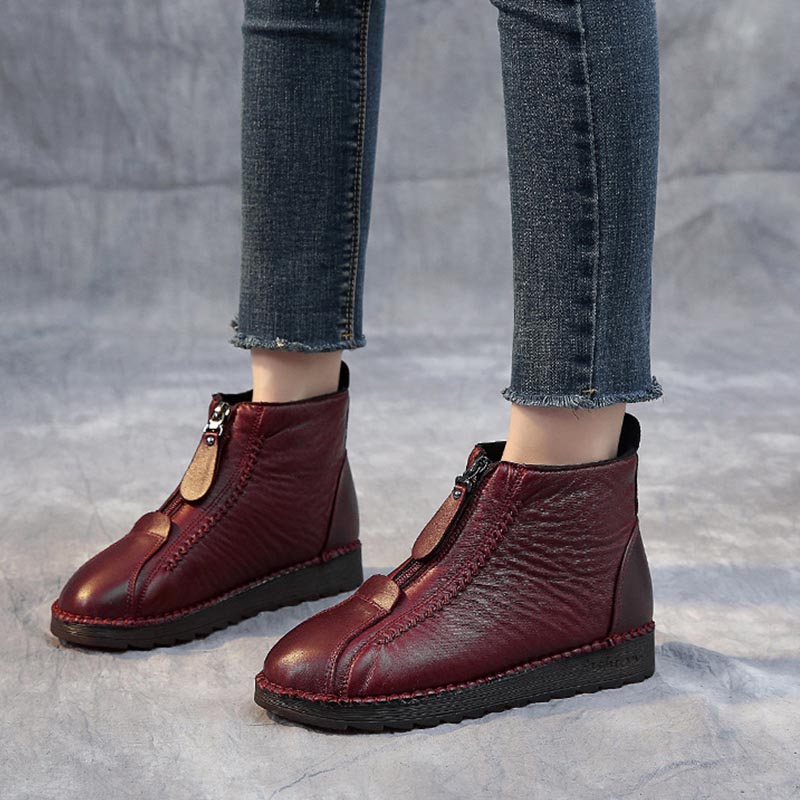 Women's Soft Leather Winter Warm Non-Slip Shoes Boots
