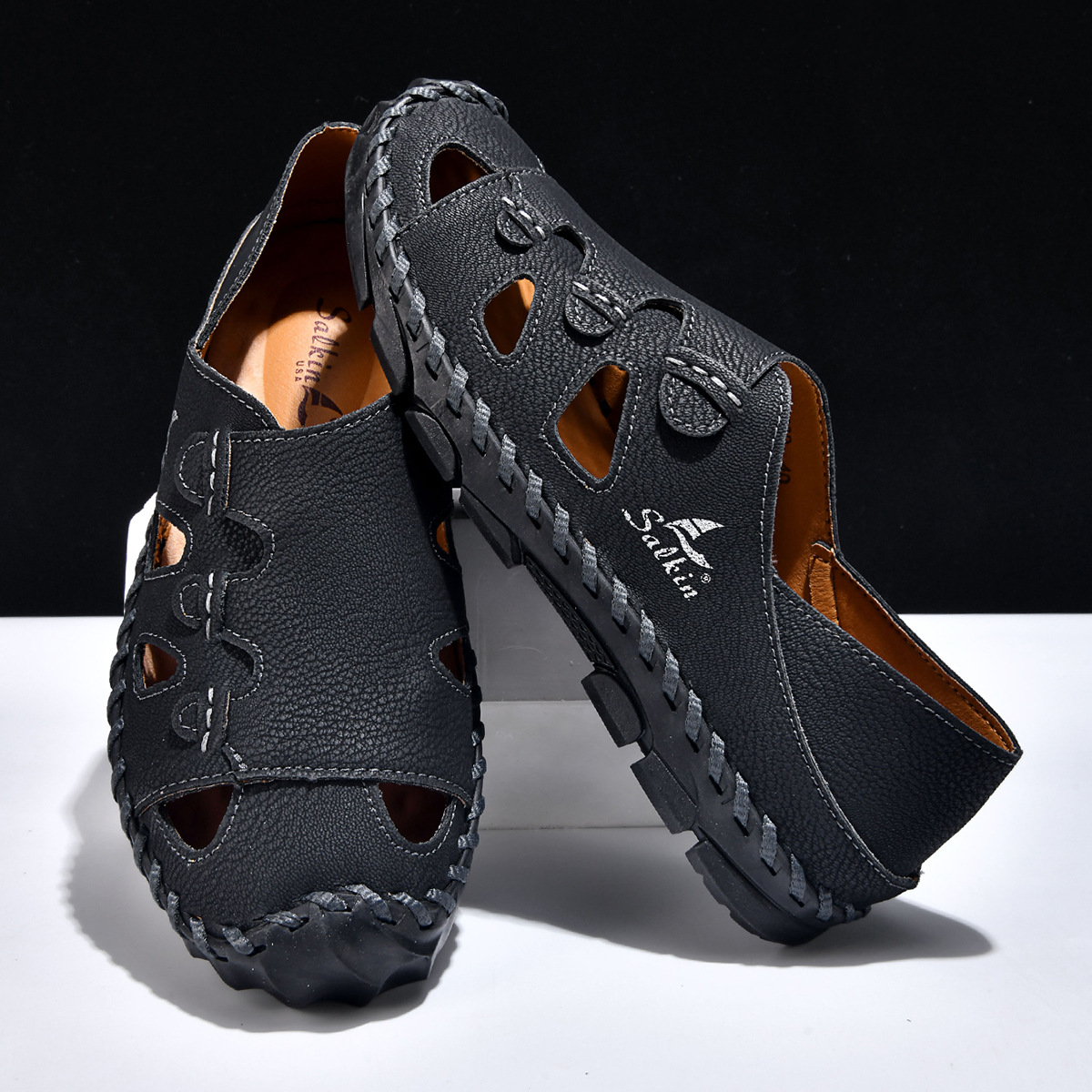 Cross-Border Large Size Hand-Sewn Trendy Casual Sandals, Fashionable Summer Flats, Comfortable, Breathable And Lightweight Shoes