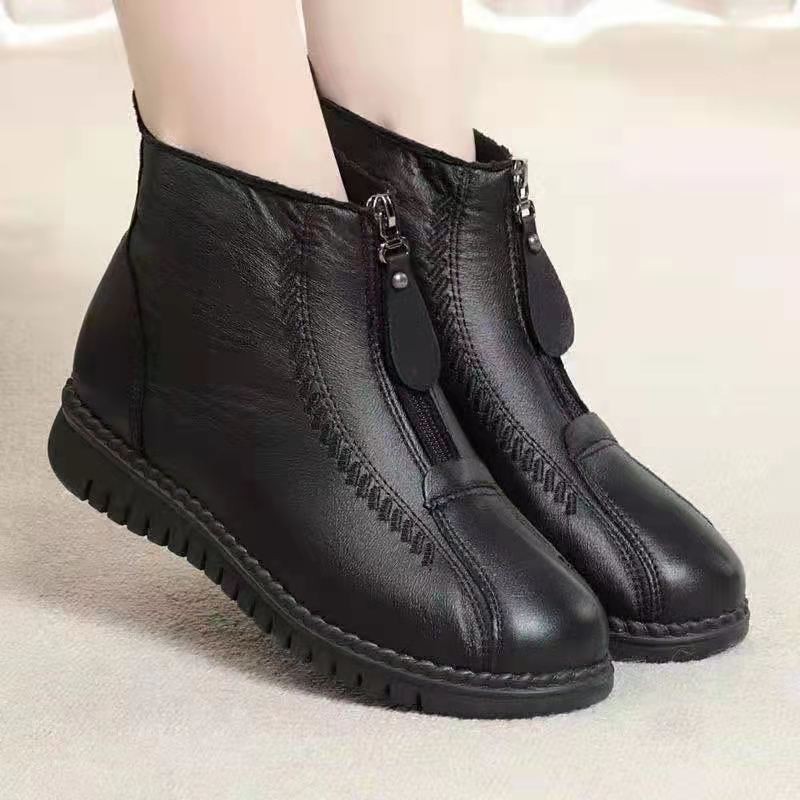 Women's Soft Leather Winter Warm Non-Slip Shoes Boots