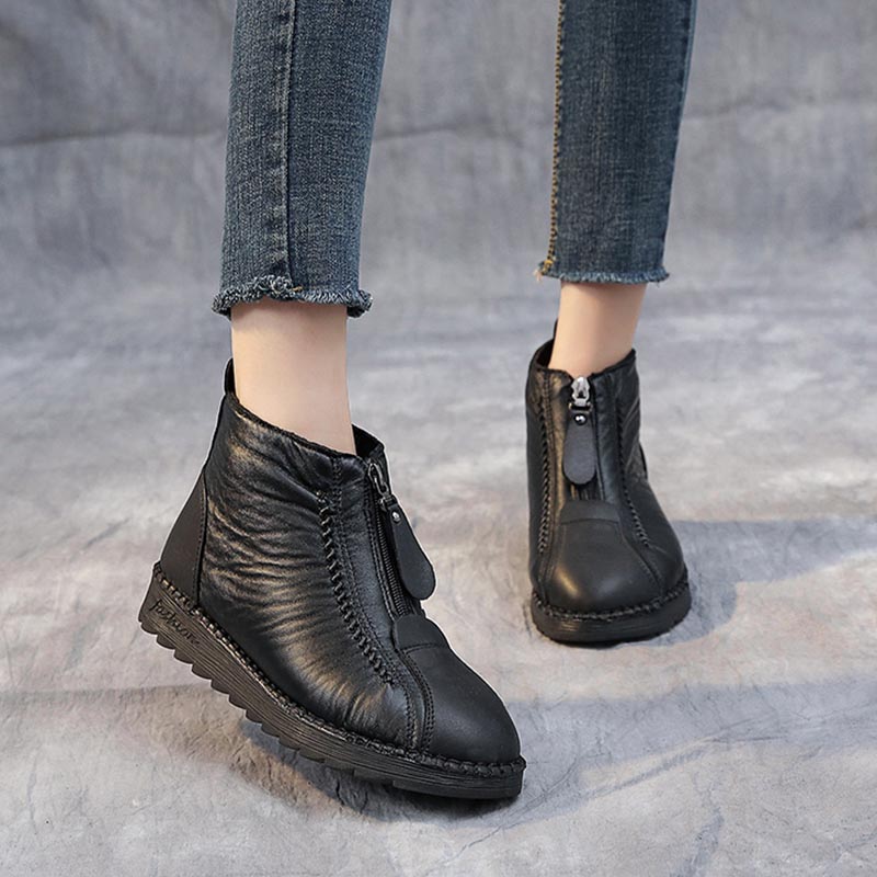 Women's Soft Leather Winter Warm Non-Slip Shoes Boots
