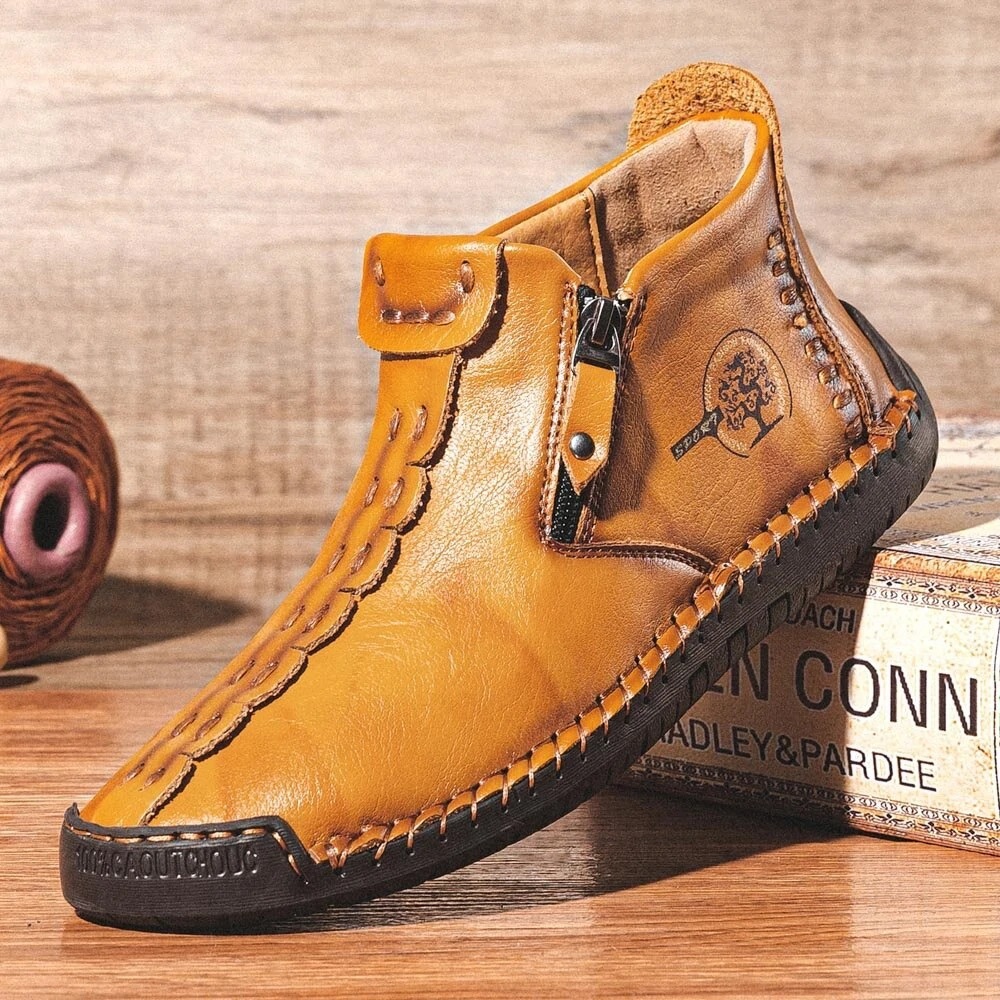 2022 Autumn And Winter New Fashion Martin Boots Men'S Side Zipper Mid-Cut Men'S Boots Foreign Trade Large Size Handmade Casual Short Boots