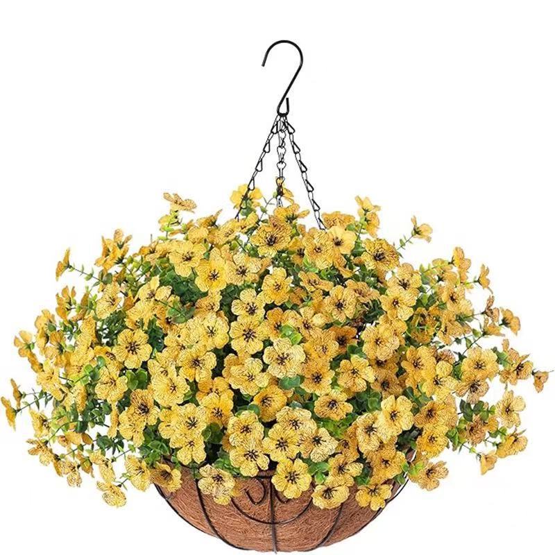 16" Artificial Daisy Mums with Hanging Basket