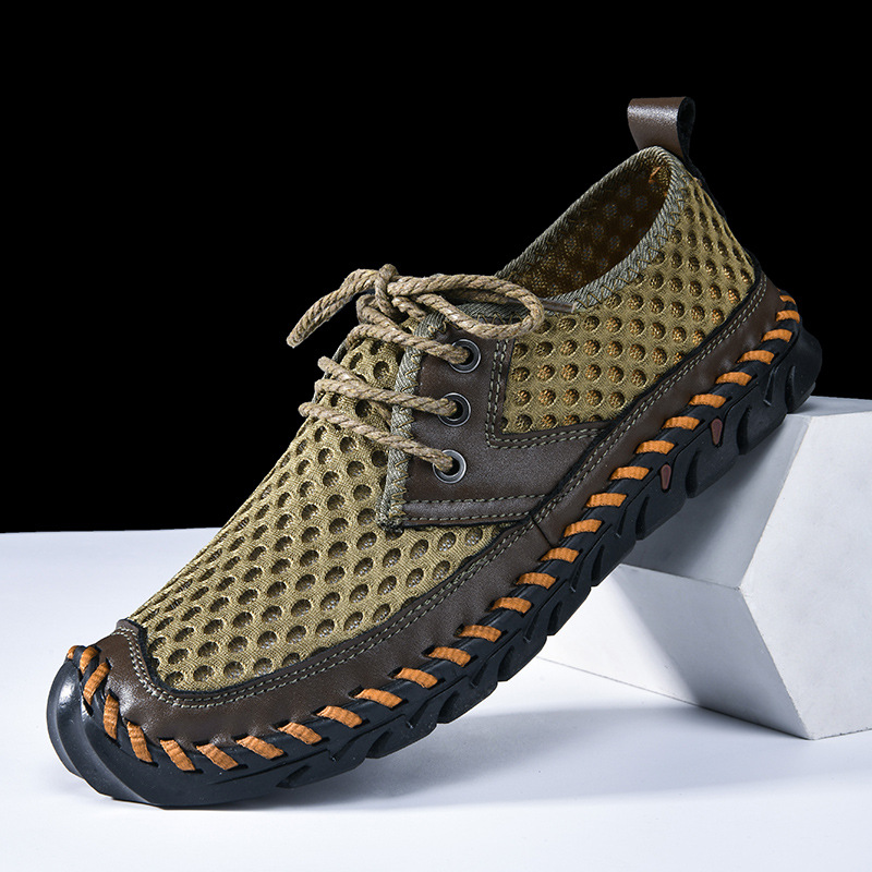 Men'S Outdoor River Tracing Shoes, Mesh Breathable, Quick-Drying, Hand-Stitched Non-Slip Outsole, Lightweight Hiking Shoes