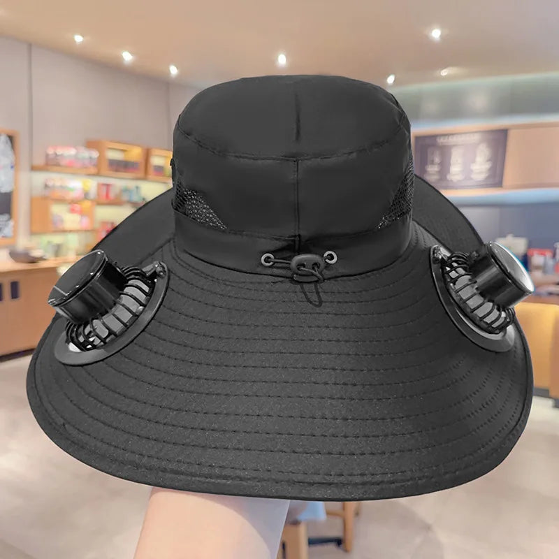 Solar Powered Hat Fan  Built-In Fan & UV Protection