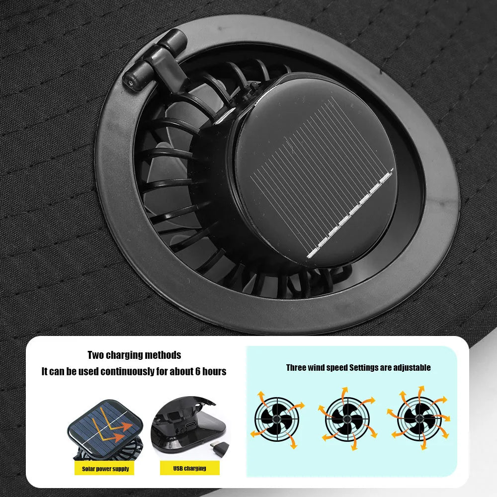 Solar Powered Hat Fan  Built-In Fan & UV Protection
