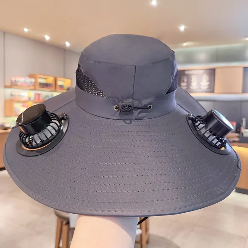 Solar Powered Hat Fan  Built-In Fan & UV Protection