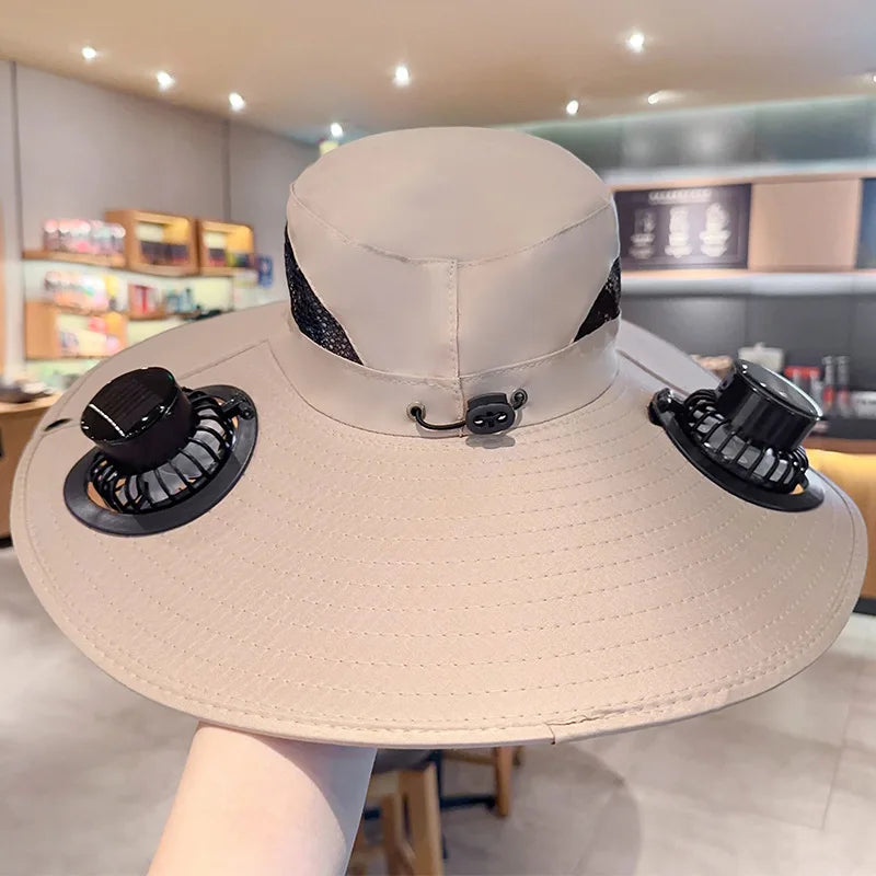 Solar Powered Hat Fan  Built-In Fan & UV Protection