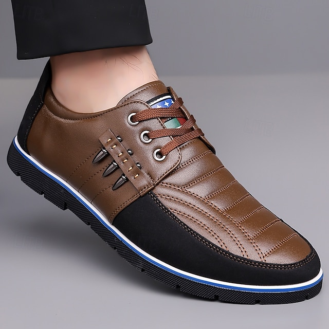 Men's Brown and Black Lace-Up Sneakers – Stylish Sporty Shoes for Casual Outings and Active Lifestyles