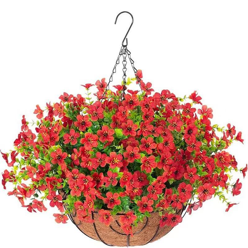 16" Artificial Daisy Mums with Hanging Basket