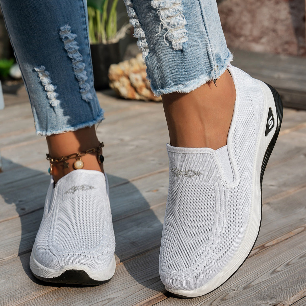  Hands-Free Flyknit Sneakers – Lightweight Breathable Slip-On Shoes for Women