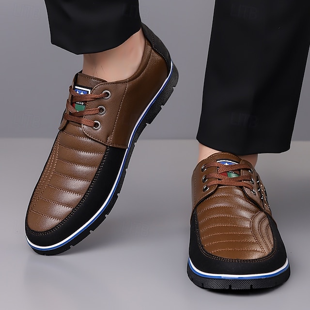 Men's Brown and Black Lace-Up Sneakers – Stylish Sporty Shoes for Casual Outings and Active Lifestyles